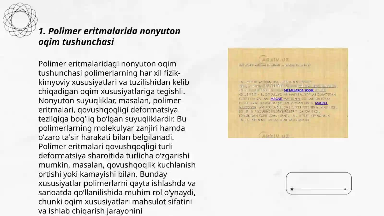 Polimer eritmalarida nonyuton oqimni chegaralari va gisterezis effektini aniqlash 3