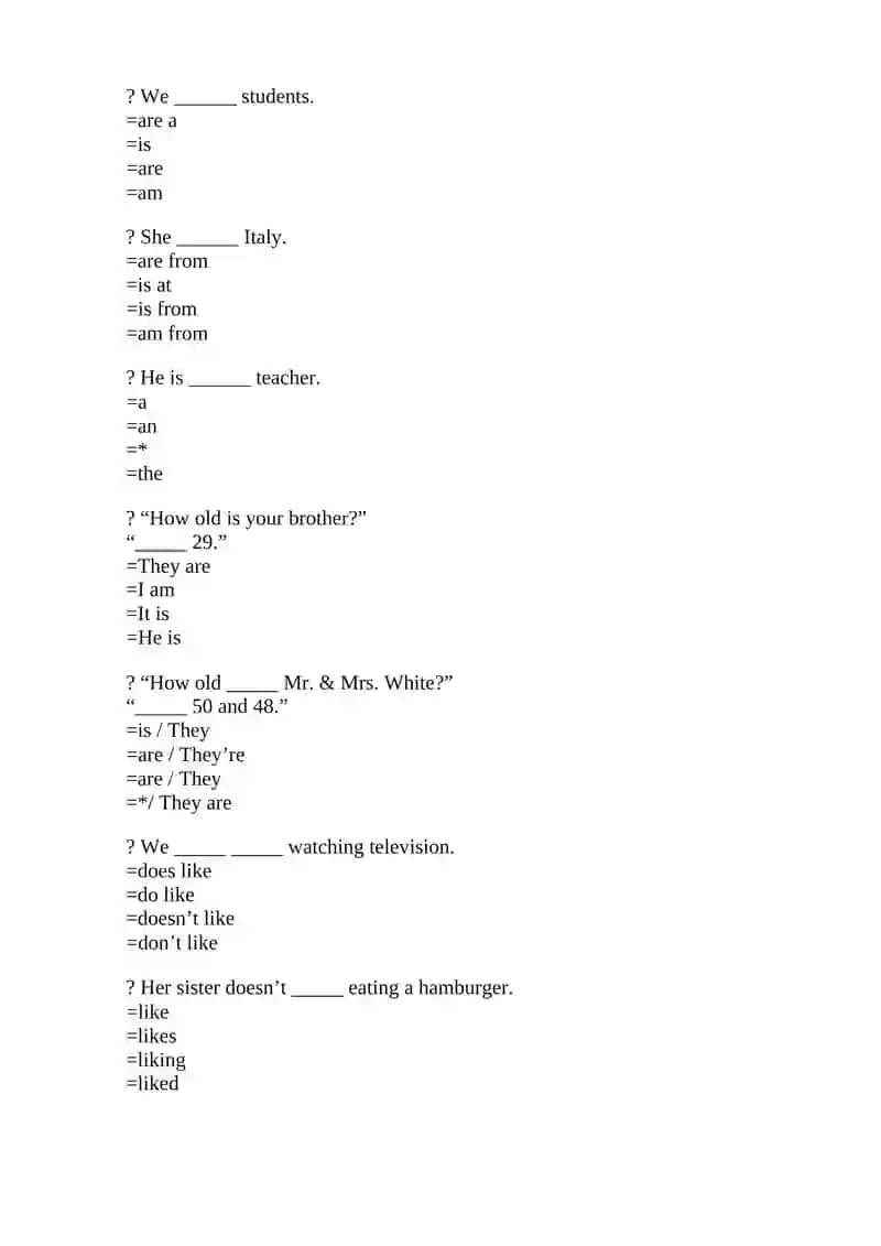 English Language Practice Questions 3