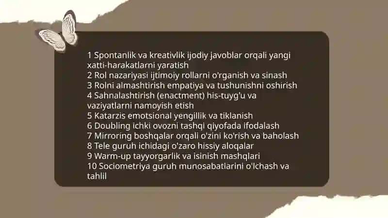 Psixodramma guruhiy faoliyatning ko'rinishi sifatida 3