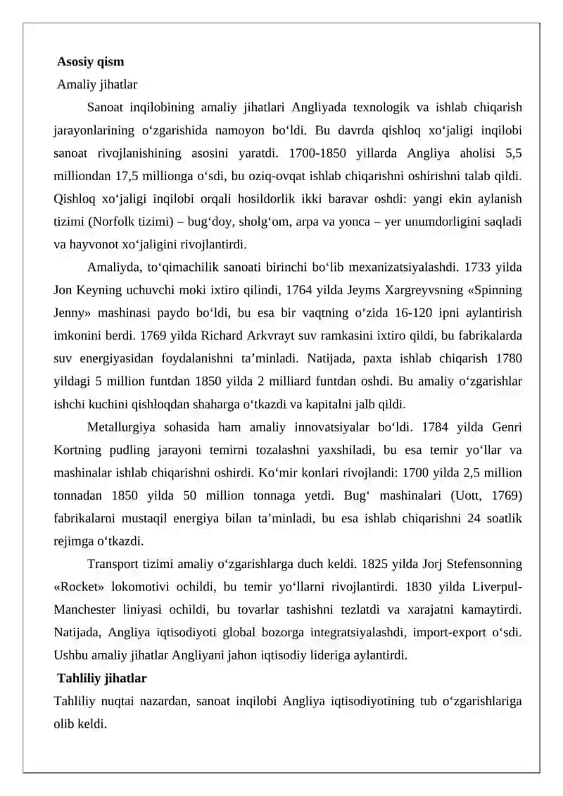 XVIII asrning ikkinchi yarmi – XIX asrning birinchi yarmida Angliyada mavzusida maqola 3