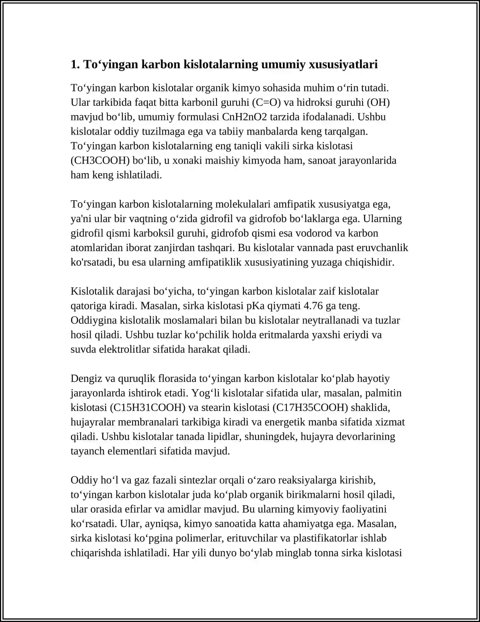 TOʻYINGAN VA TOʻYINMAGAN KARBON KISLOTALARNI HOSSALARI 3