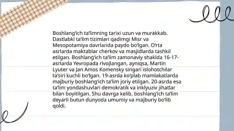Boshlang'ich talim tarbiya talimotining shakllanishi va fanning rivojlanishi 3