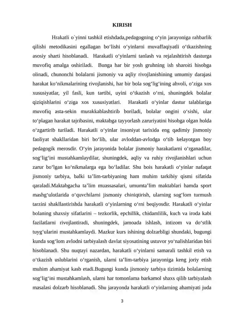 Harakatli o`yinlarni tashkil etish va o`tkazish 3