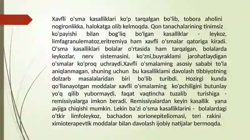 Xavflio’smalarni davolashda ishlatiladigan zamonaviy preparatlar 3