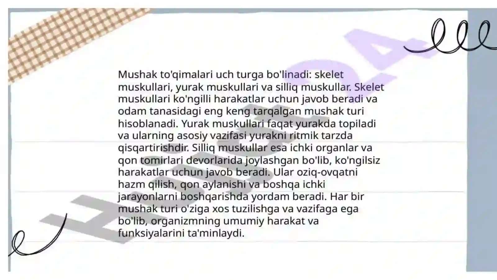 Mavzu:Mushaklar to'g'risida umumiy ma'lumotlar. Mushaklar fiziologiyasi 3