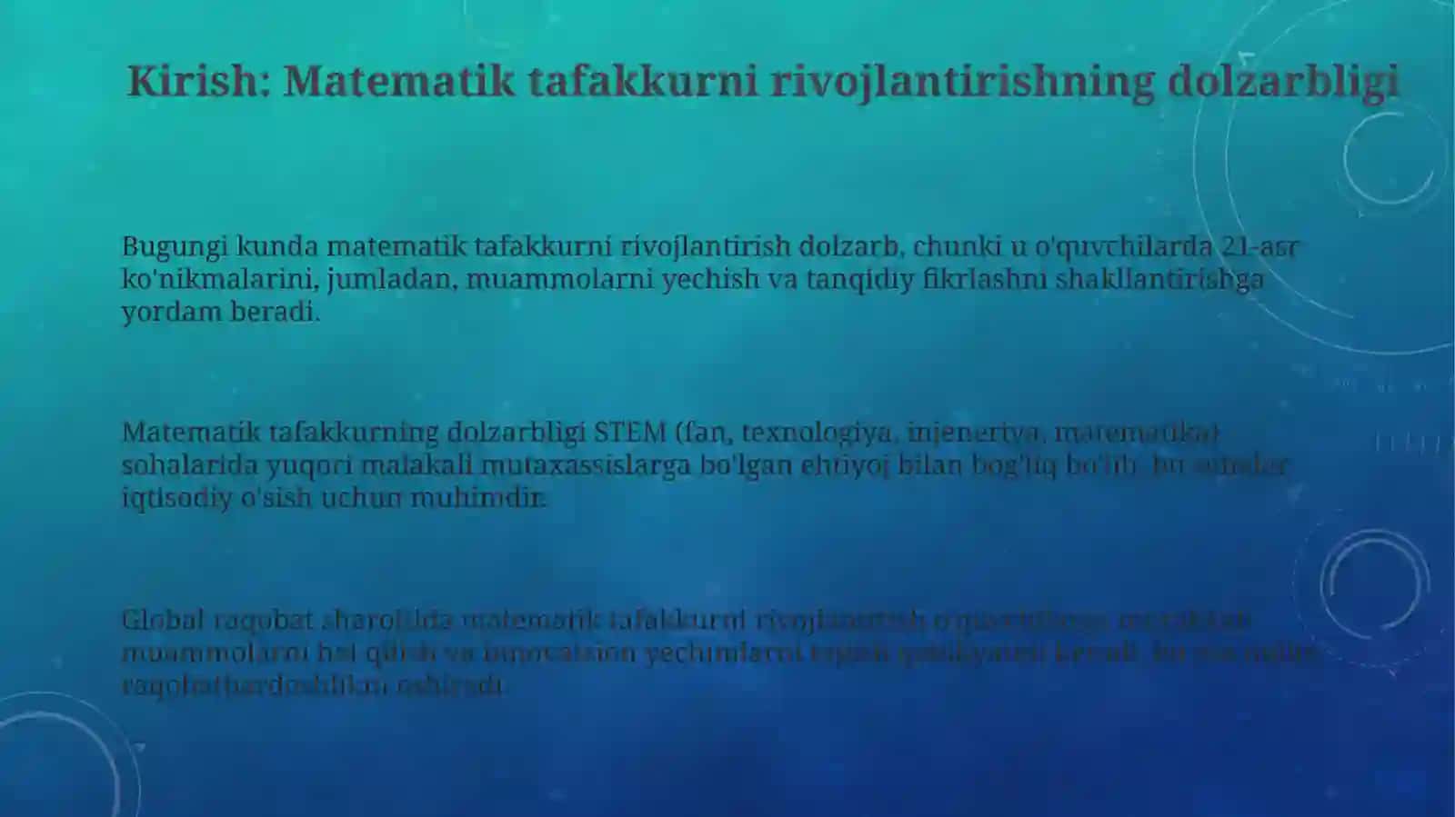 O`quvchilarda matematik tafakkurni rivojlantirish usullari 3