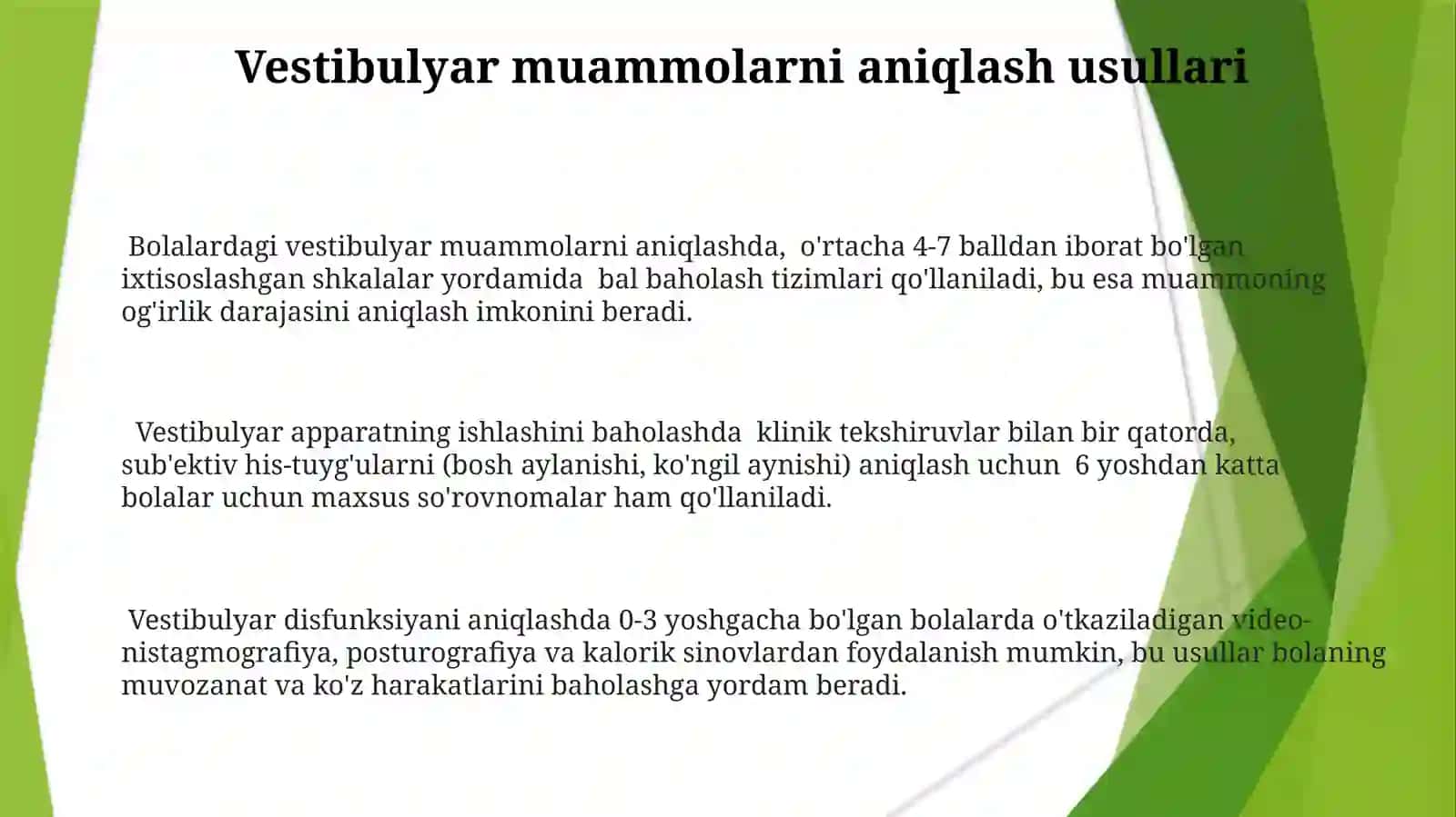 Vestibulyar apparatning bola hayotidagi ahamiyati 3