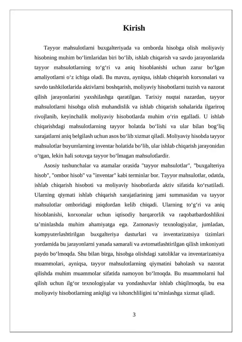 Tayyor Mahsulotlarni Buxgalteriyada va Omborda Hisobga Olish 3