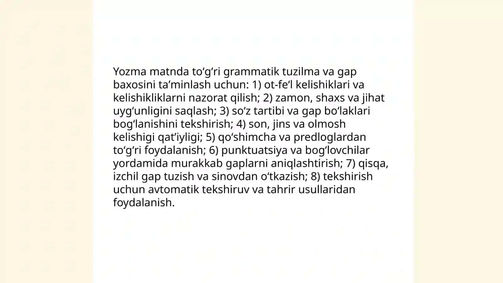 Yozma matnning toʻgʻrilik, aniqlik va mantiqiylik sifati 3
