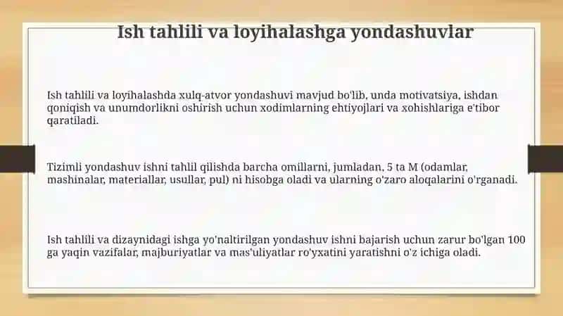 Ish orinlarini tahlil qlish va loyihalash yondashuvlari 3