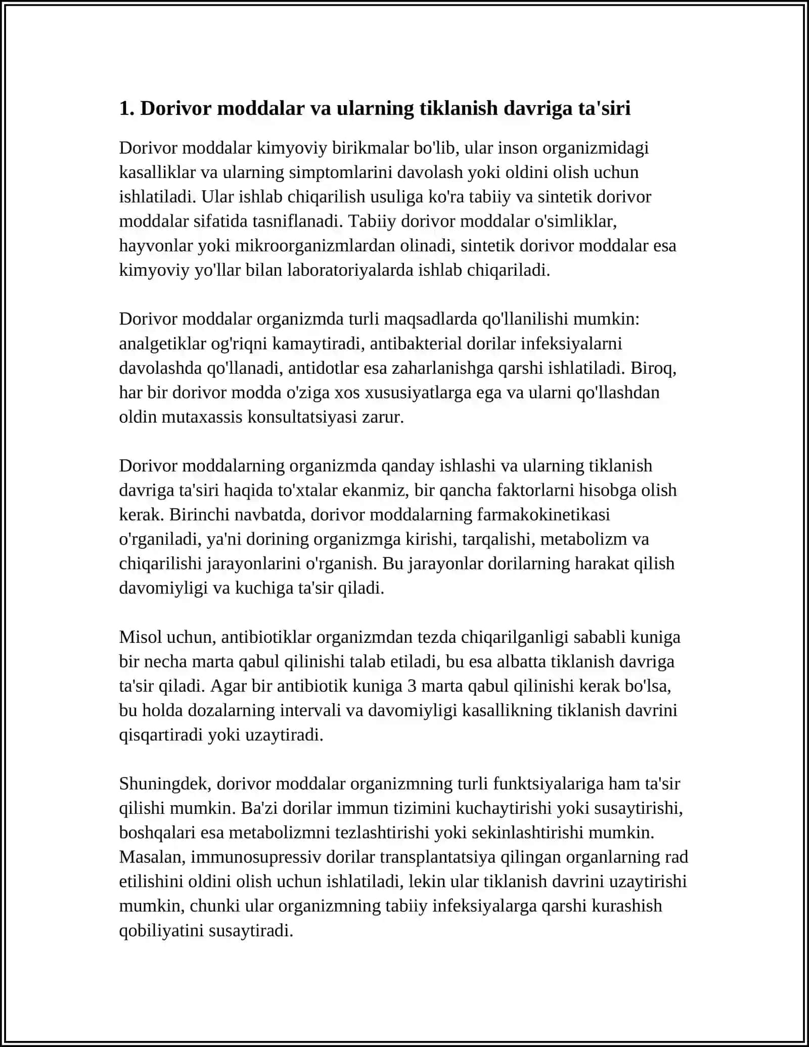TIKLANISH DAVRINI TEZLASHTIRISH UCHUN DORIVOR MODDALARDAN FOYDALANISH 3