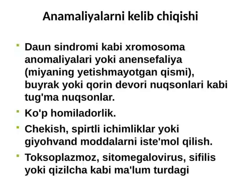 Tug‘ma anomaliyalar. Chala tug‘ilganlardagi buzilishlar 3