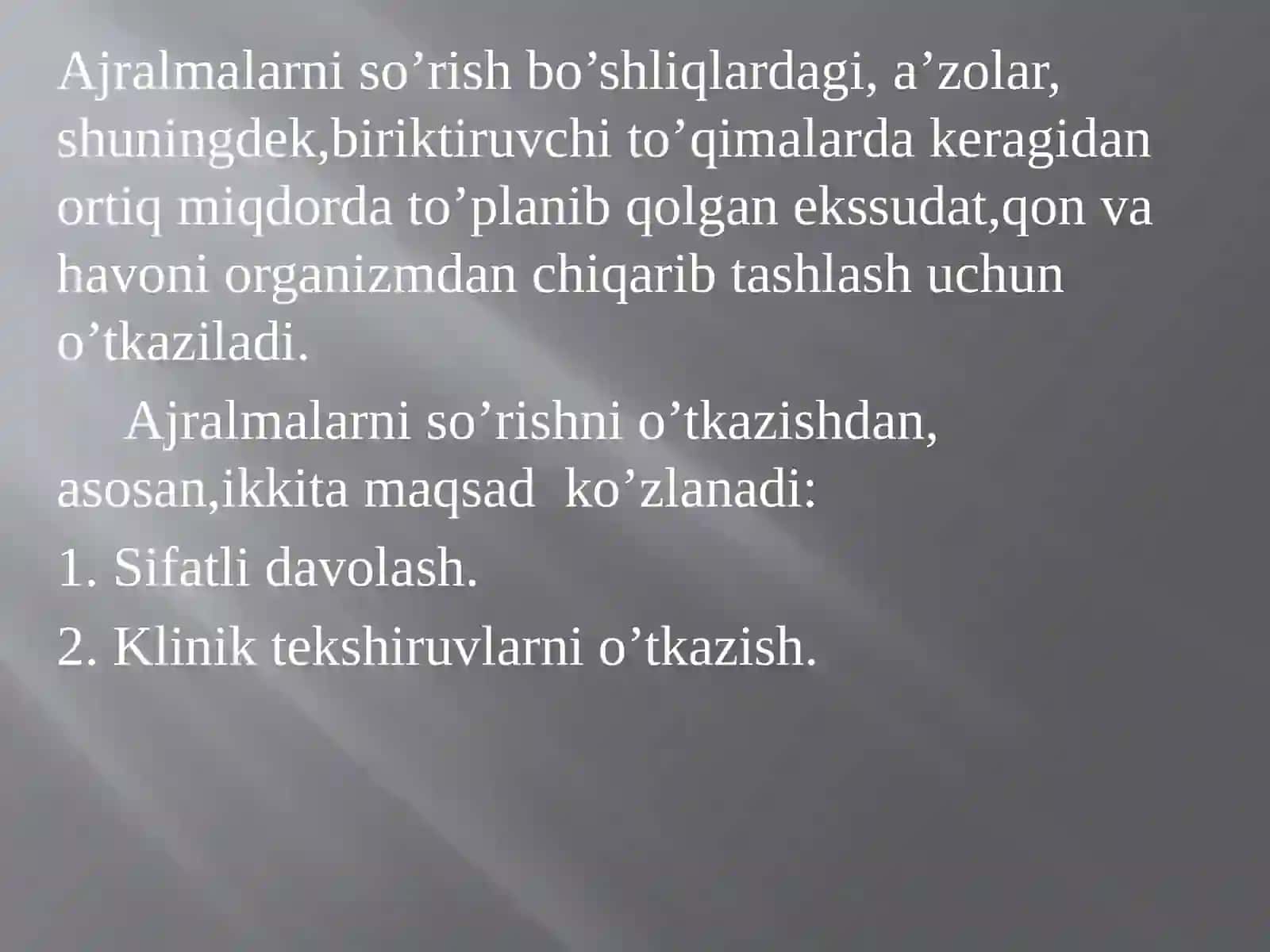 Og‘iz va burun bo‘shlig‘idan ajralmalarni so‘rib olishni o‘tkazish 3