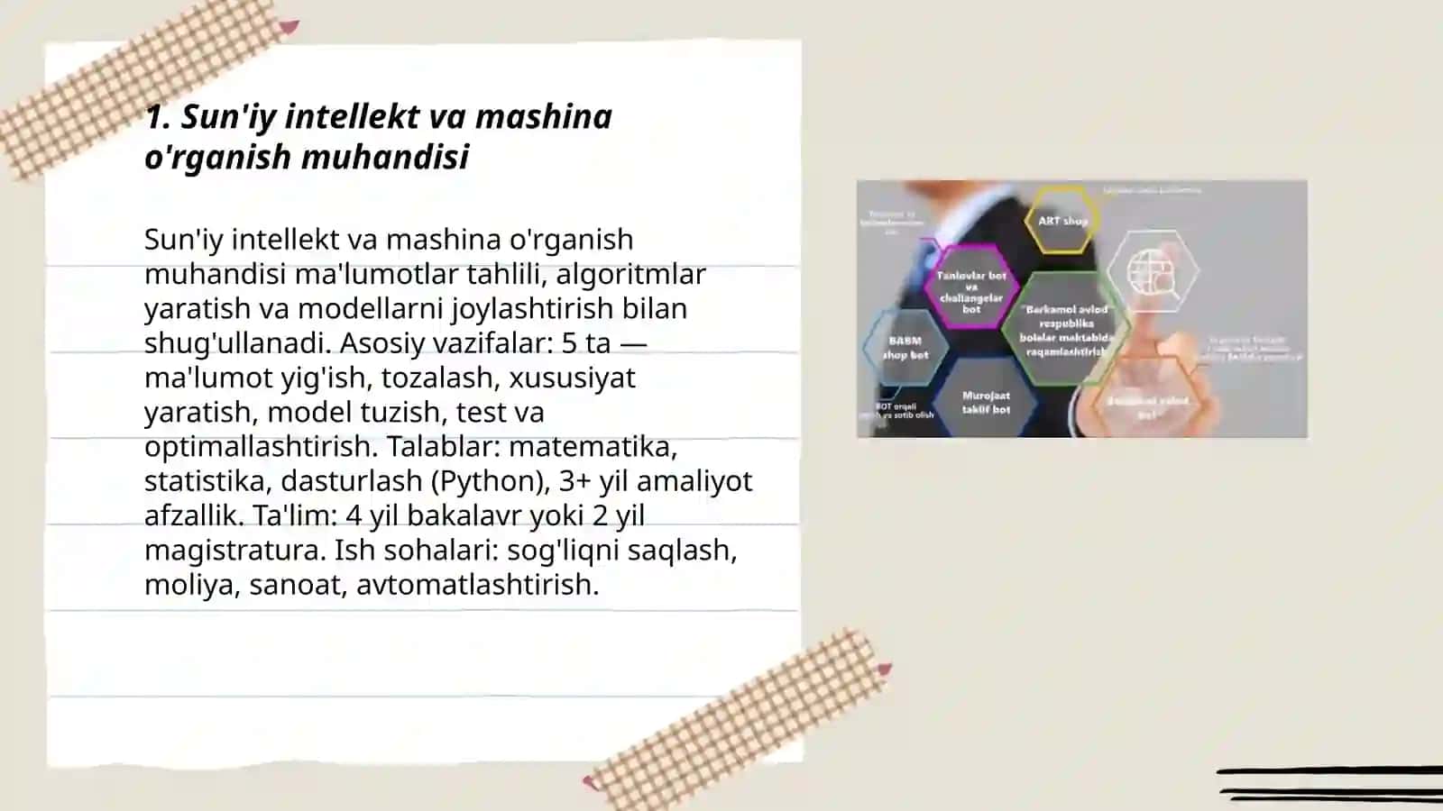 Sun'iy intellekt va mashina o'rganish muhandisi 3