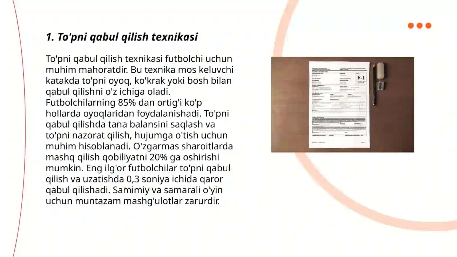 Futbolda dastlabki o’rgatishda qo’llaniladigan metodika 3