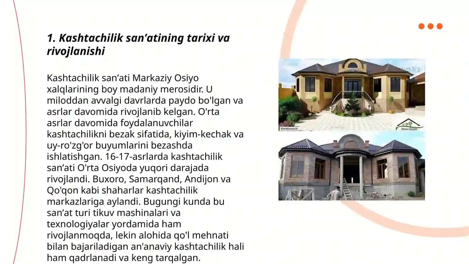 Kashtachilik va zamonaviy kiyimlar, uy-roʻzgʻor buyumlariFoydalanilgan adabiyotlar roʻyxati ham kerak 3