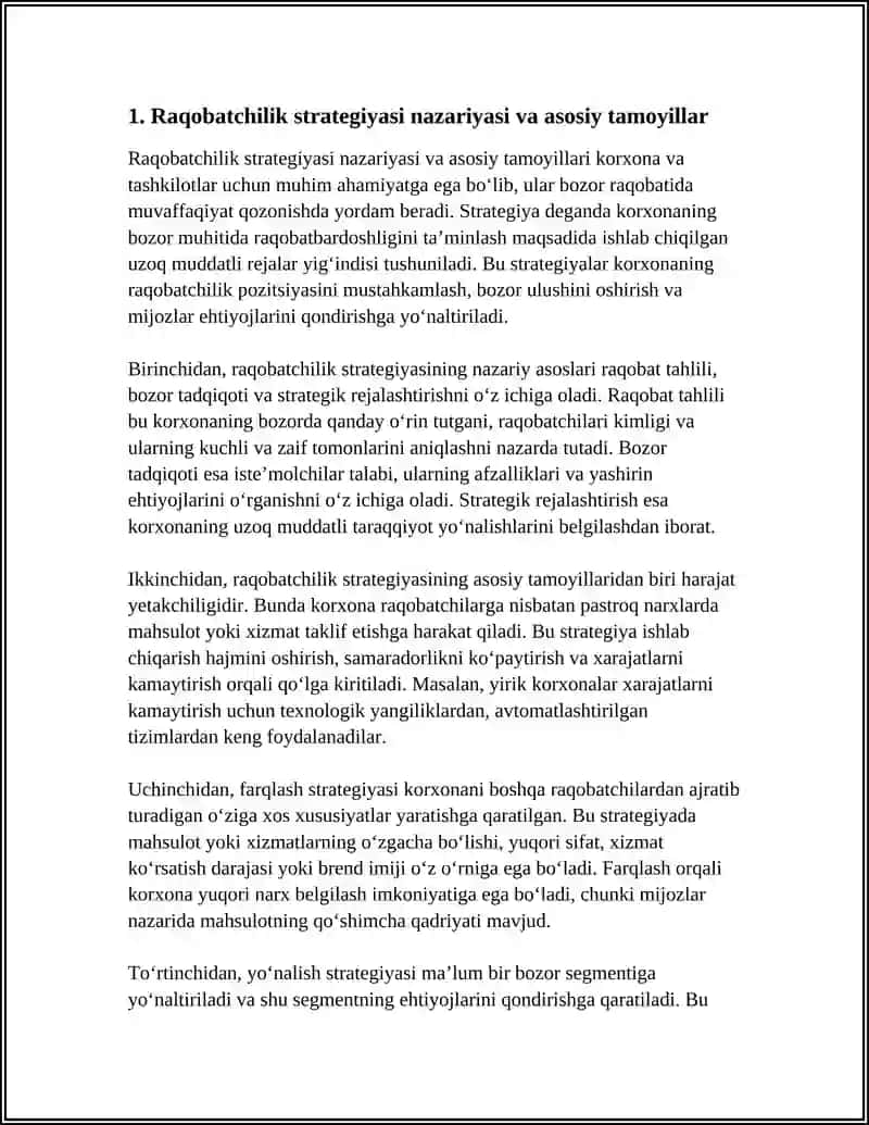 RAQOBATCHILIK STRATEGIYASI VA KORXONALAR TAKTIKASI 3