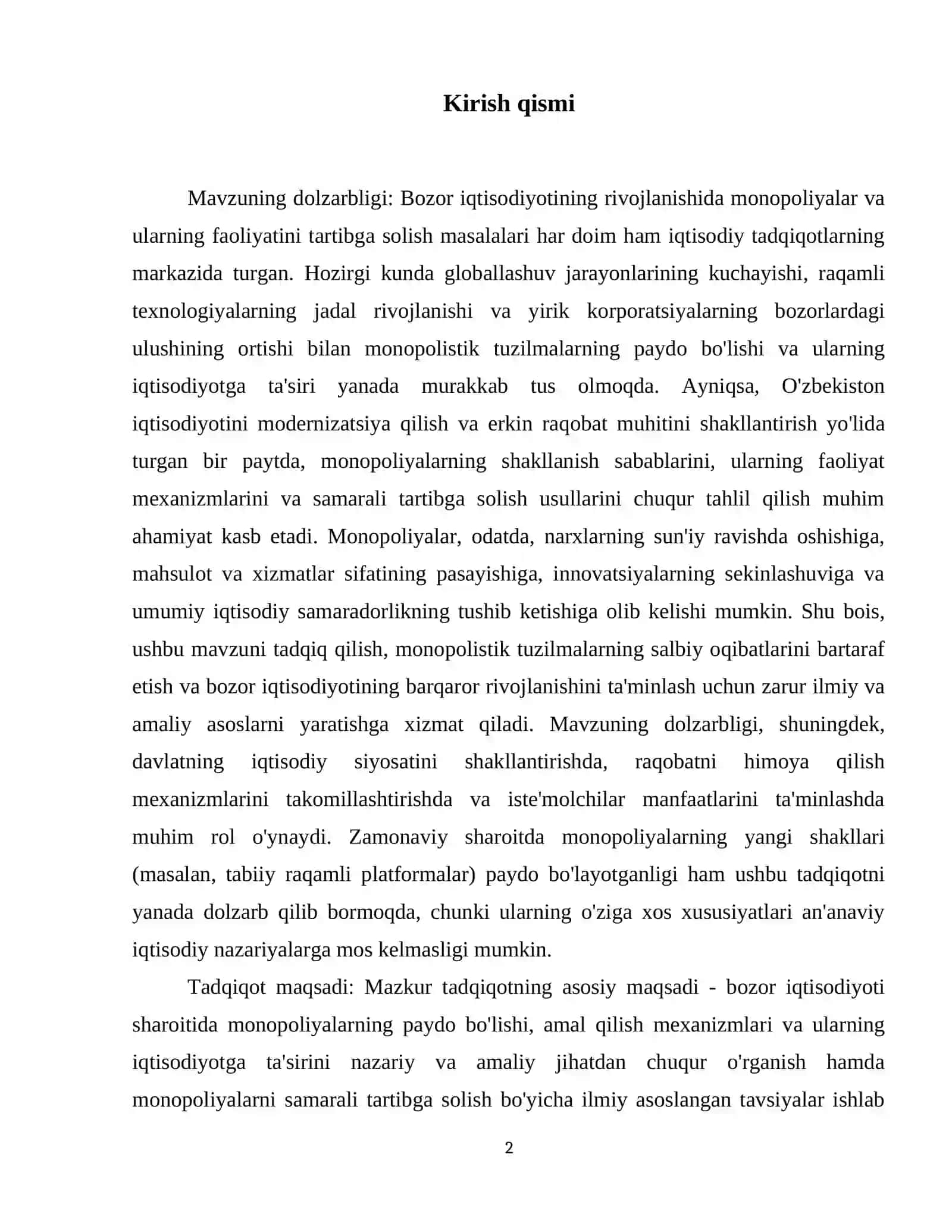 Monopoliyalar, ularning amal qilish va tartibga solish xususiyatlari 3