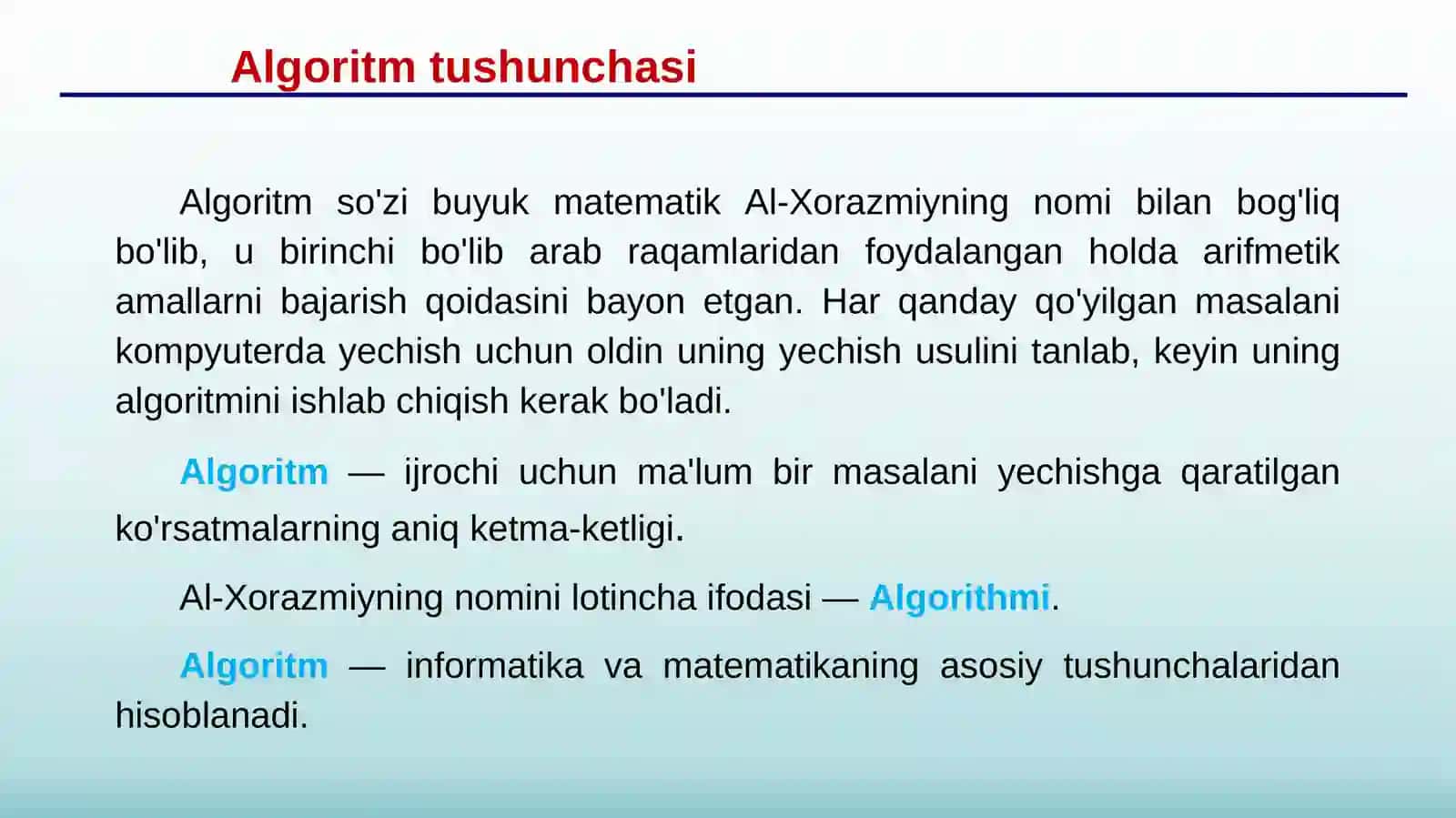 9-mavzu. Algoritmlashtirish va dasturlashasoslari 3