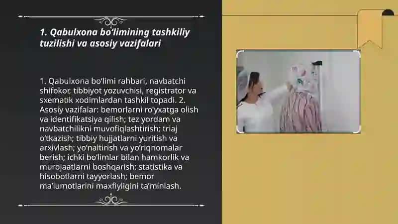 Tibbiyot muassasalarida Qabulxona boʻlimi va uning hujjatlari 3