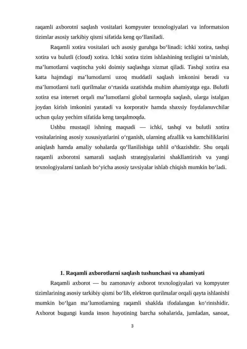 Raqamli axborotlarni saqlash vositalari: ichki, tashqi va bulutli xotiralar 3