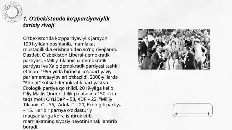 Oʻzbekistonda koʻppartiyaviylik tizimi va siyosiy partiyalar faoliyati. 3