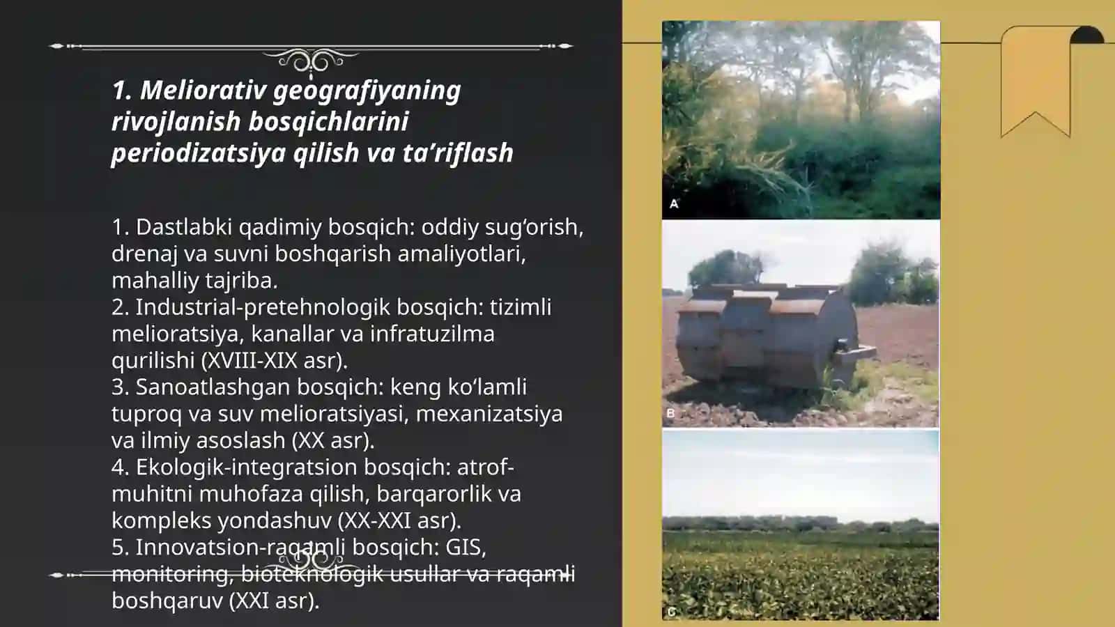 Meliorativ geografiyaning rivojlanish bosqichlarini o'rganish 3