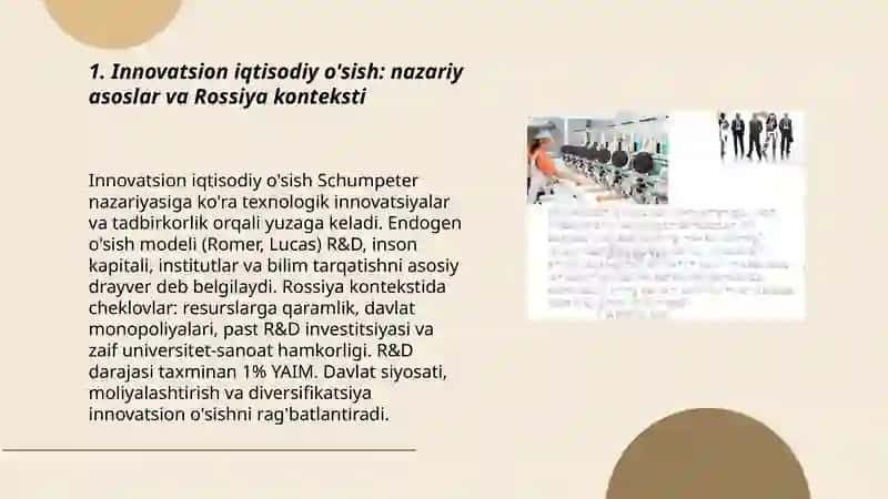 Innovatsion iqtisodiy o'sishning Rassiya tajribasi va asosiy tendensiyalari 3