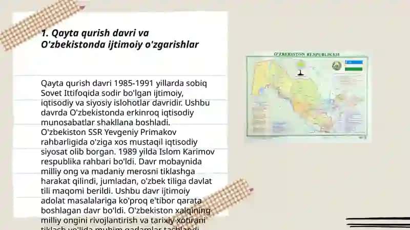 Qayta qurish yillarida Oʻzbekistondagi ijtimoiy siyosiy vaziyat 3