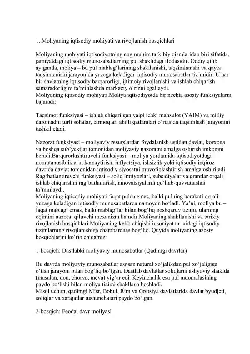 Moliyaning zamonaviy konsepsiyalari va ularning hozirgi zamon xususiyatlari 3