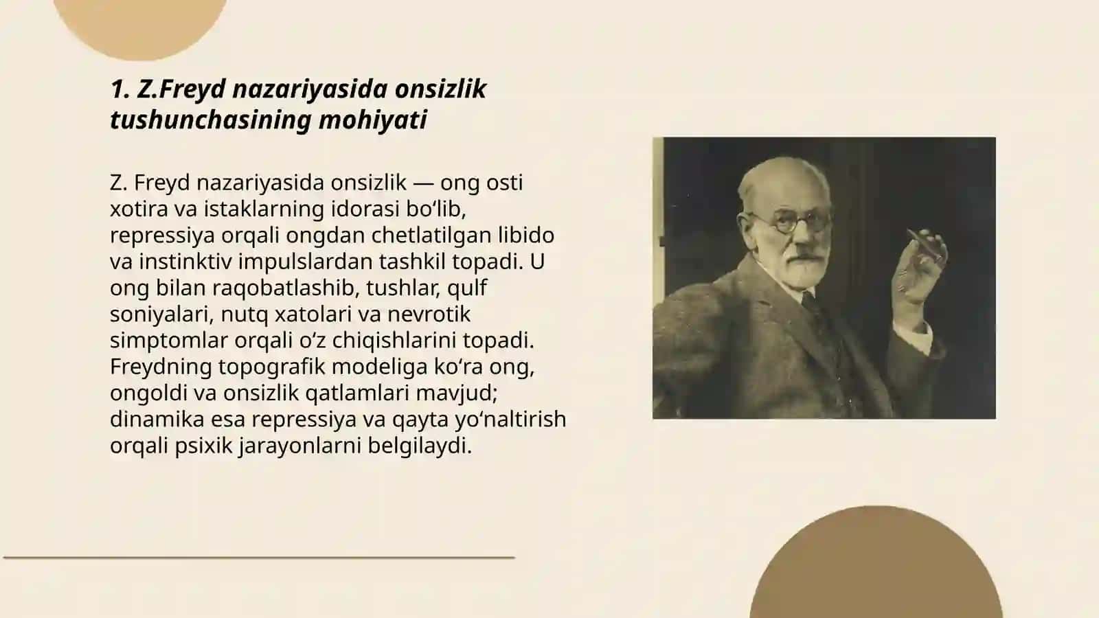 Onsizlik Z.Freyd boʻyicha insoniy mavjudligining asosi sifatida 3