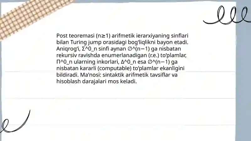 Post teoremasi natijalari 3
