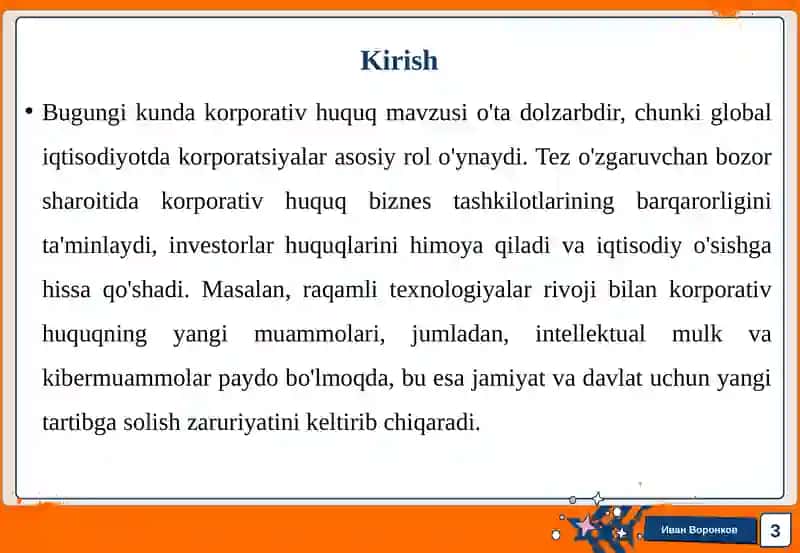 Korporativ huquq tushunchasi va uning belgilari 3