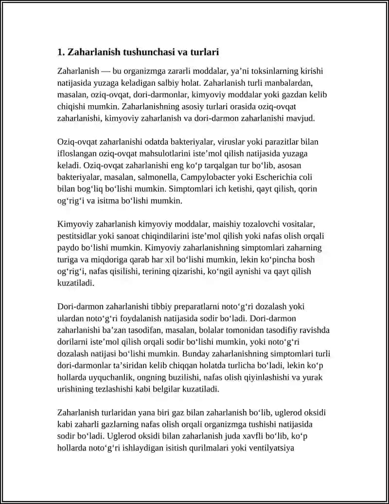 ZAHARLANISH, ZAHARLANISHDA BIRINCHI TIBBIY YORDAM 3