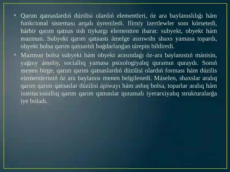 Qarım-qarım qatnastıń dúzilisi quralları hám dárejeleri 3