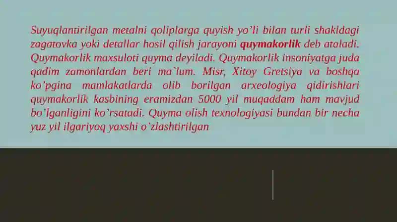 Uzluksiz quyma olish texnologiyasi 3