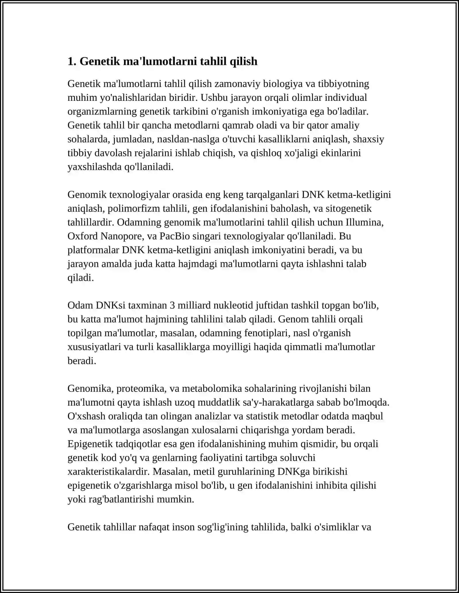 ODAM GENETIKASINING OʻRGANISH USULLARI: GENEALOGIYA VA EGIZAKLAR USULI 3
