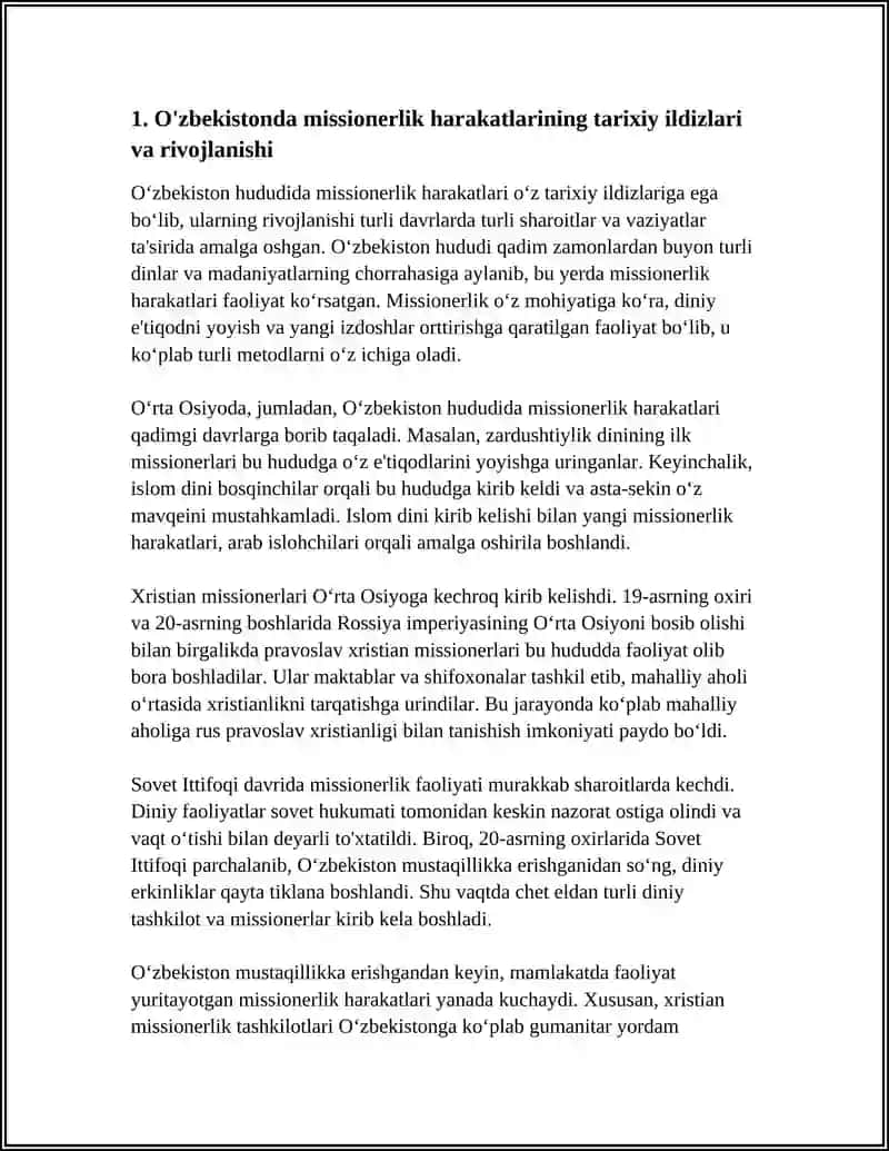 O'ZBEKISTONDA FAOLIYATI KUZATILGAN MISSIONERLIK HARAKATLAR VA ULARNI FAOLIYATI OQIBATLARI 3