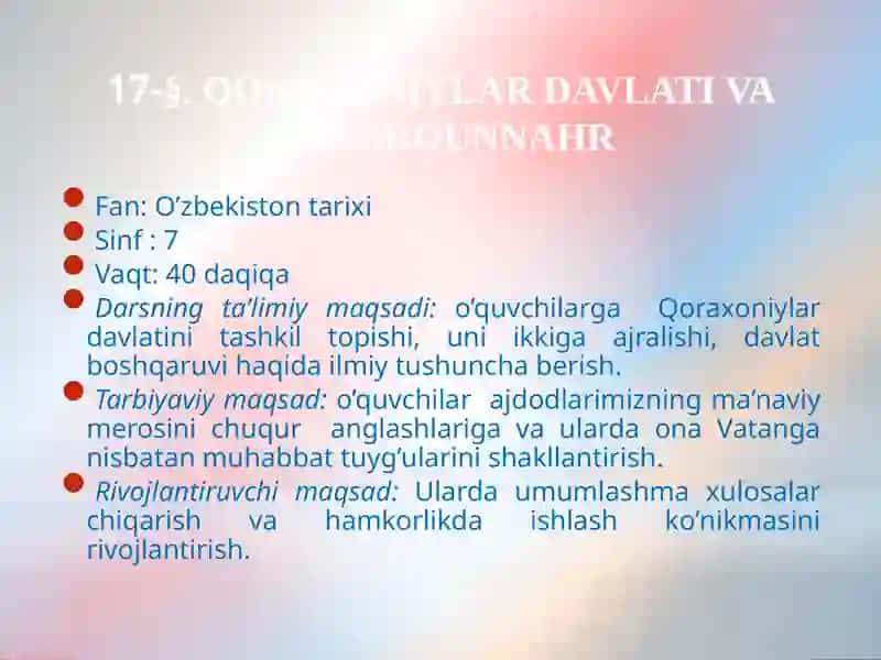 "Qoraxoniylar davlati va Movarounnahr" 3
