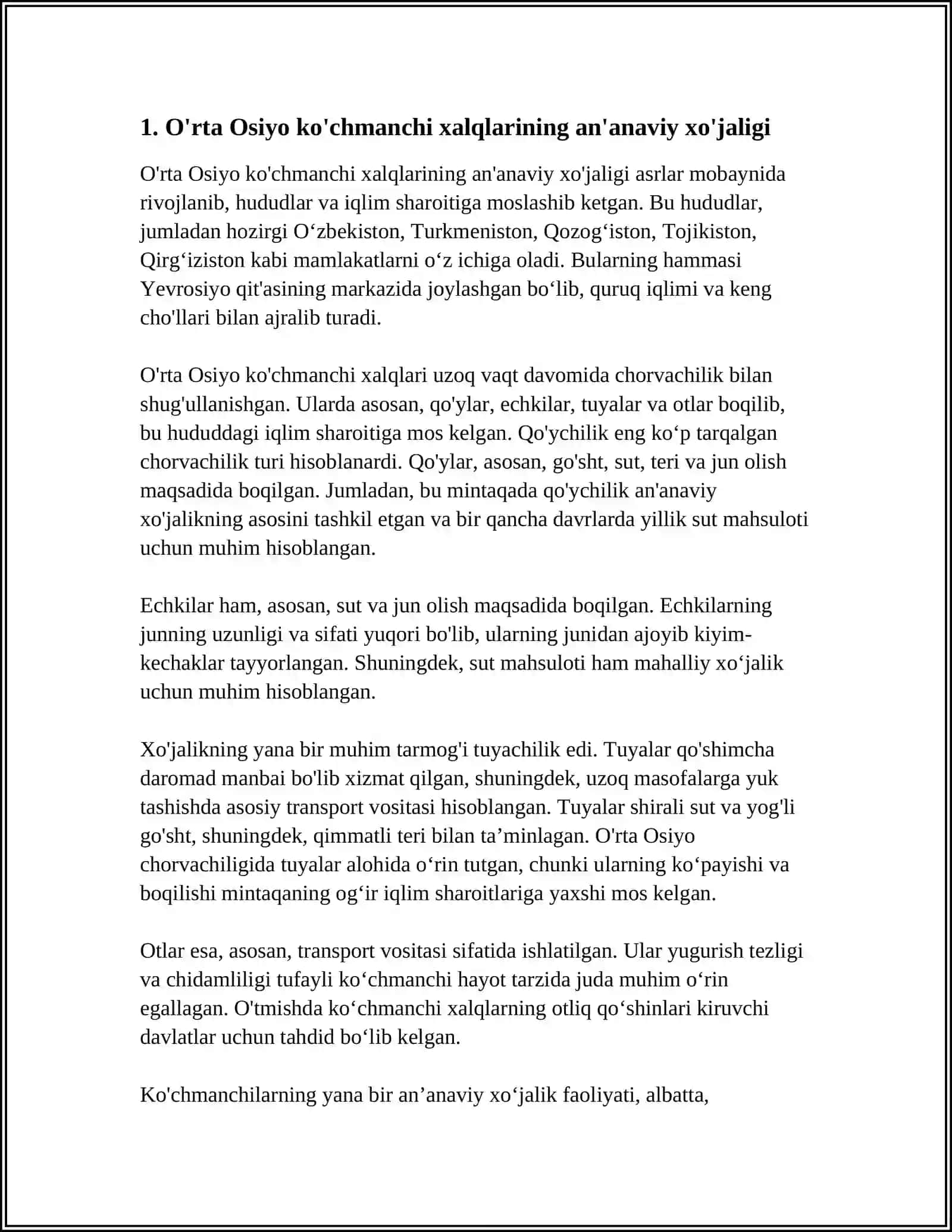 O'RTA OSIYO KO'CHMANCHI XALQLARI XO'JALIGI: AN'ANA VA O'ZGARISHLAR 3
