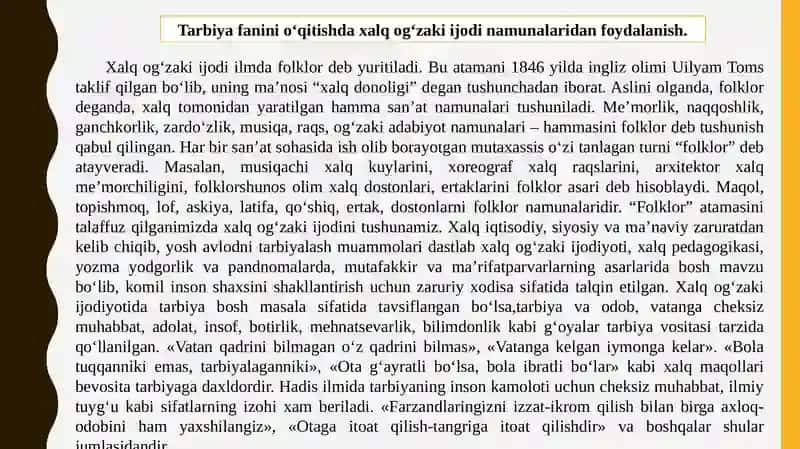 Tarbiya fanini o‘qitishda xalq og‘zaki ijodining muhim ahamiyati 3