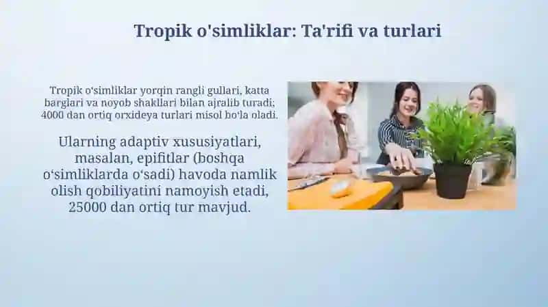 Tropik mintaqa oʻsimliklari haqida maʻlumotyigʻish 3