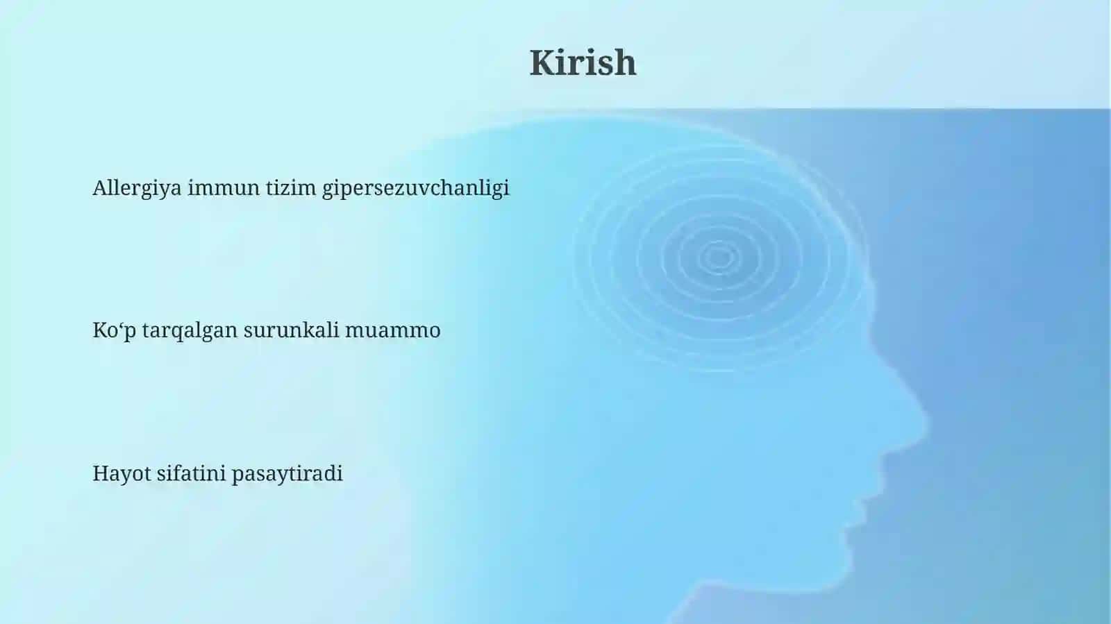 Allergik kasalliklar. kelib chiqishi, davolash prinsiplari va dorilar farmakokinetikasi 3