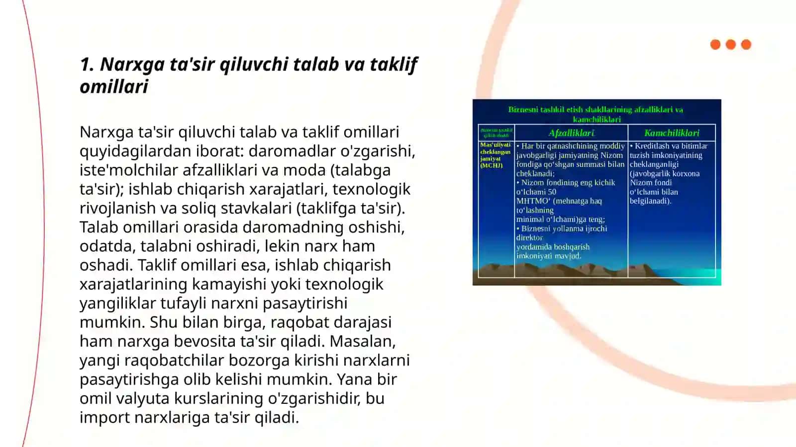 Narx va qiymatlarni shakllantirishda omillarni tahlil qilish 3