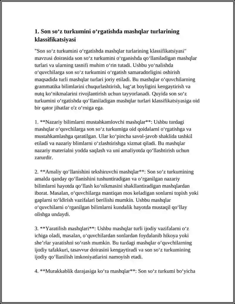 Son Sõz Turkumini Oʻrganishdagi Mashqlar Tizimini Tahlil Qilish 3