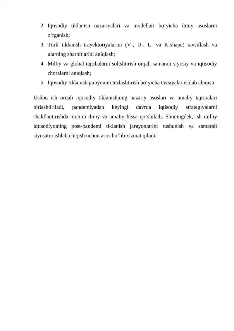 POST-PANDEMI DAVRIDA IQTISODIY TIKLANISH TRAYEKTORIYALARI VA MODELLARI 3