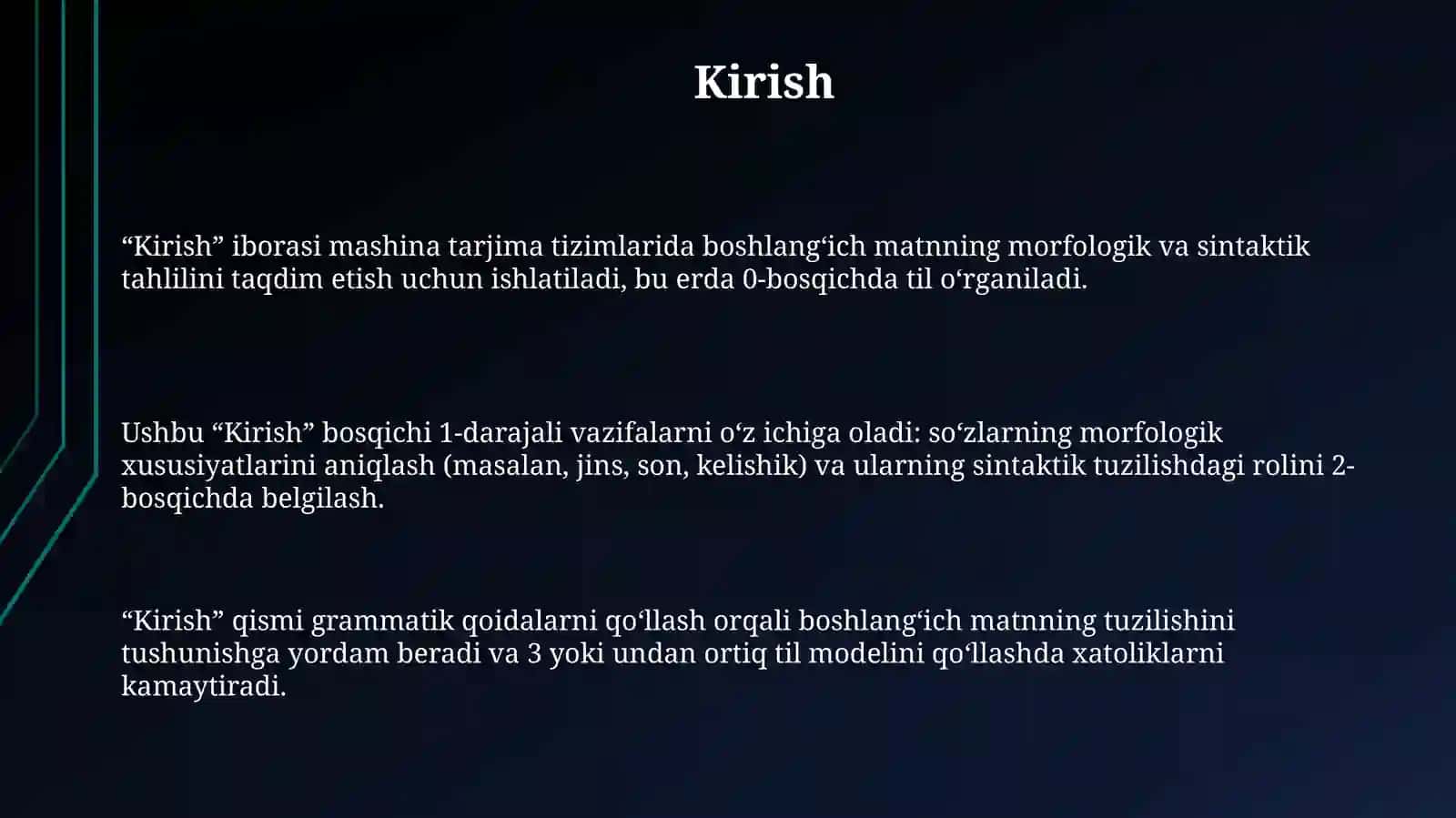 Mashina tarjima tizimlarida manba matnining morfologik va sintaktiktahlili 3