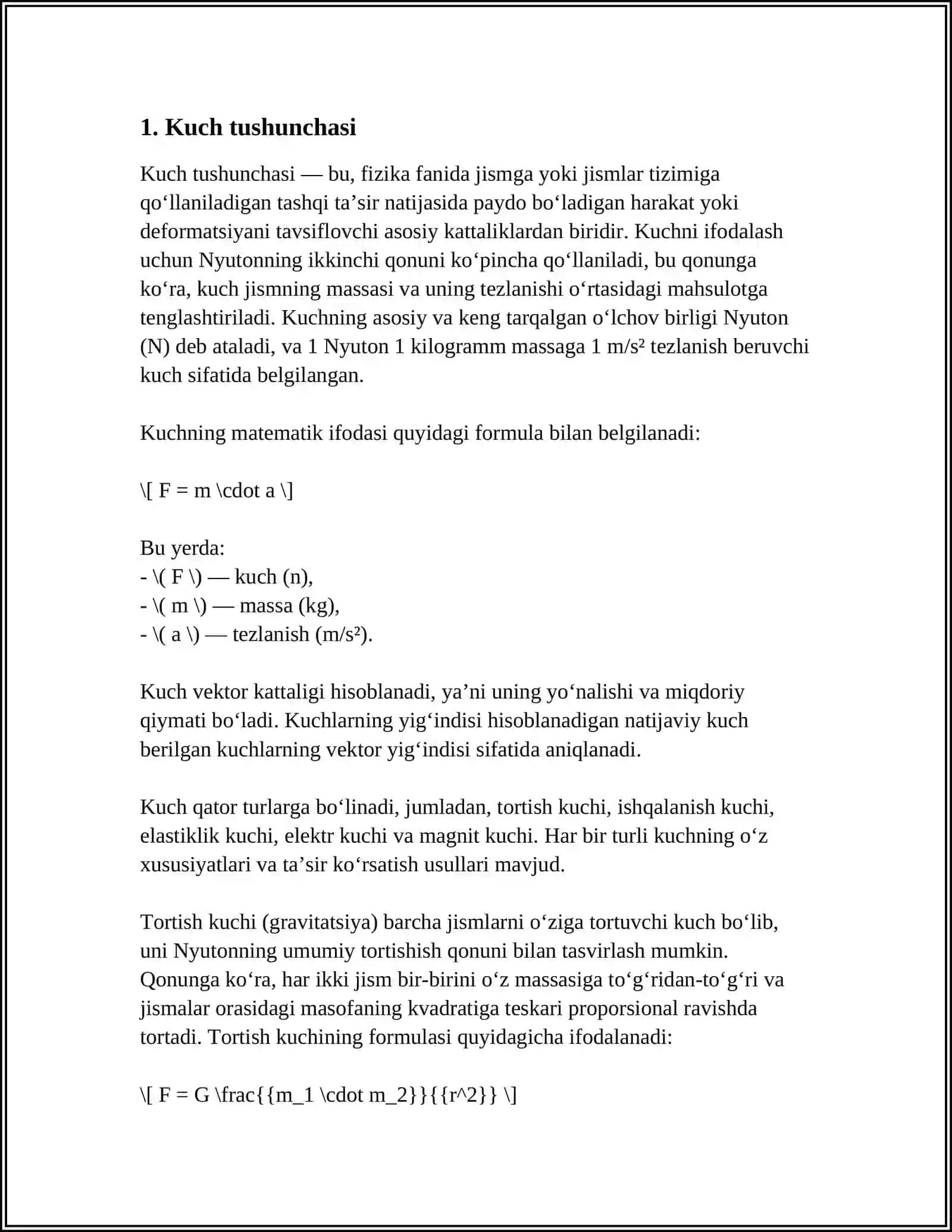 MUSTAQIL ISH Mavzu: NYUTONNING IKKINCHI QONUNI 3