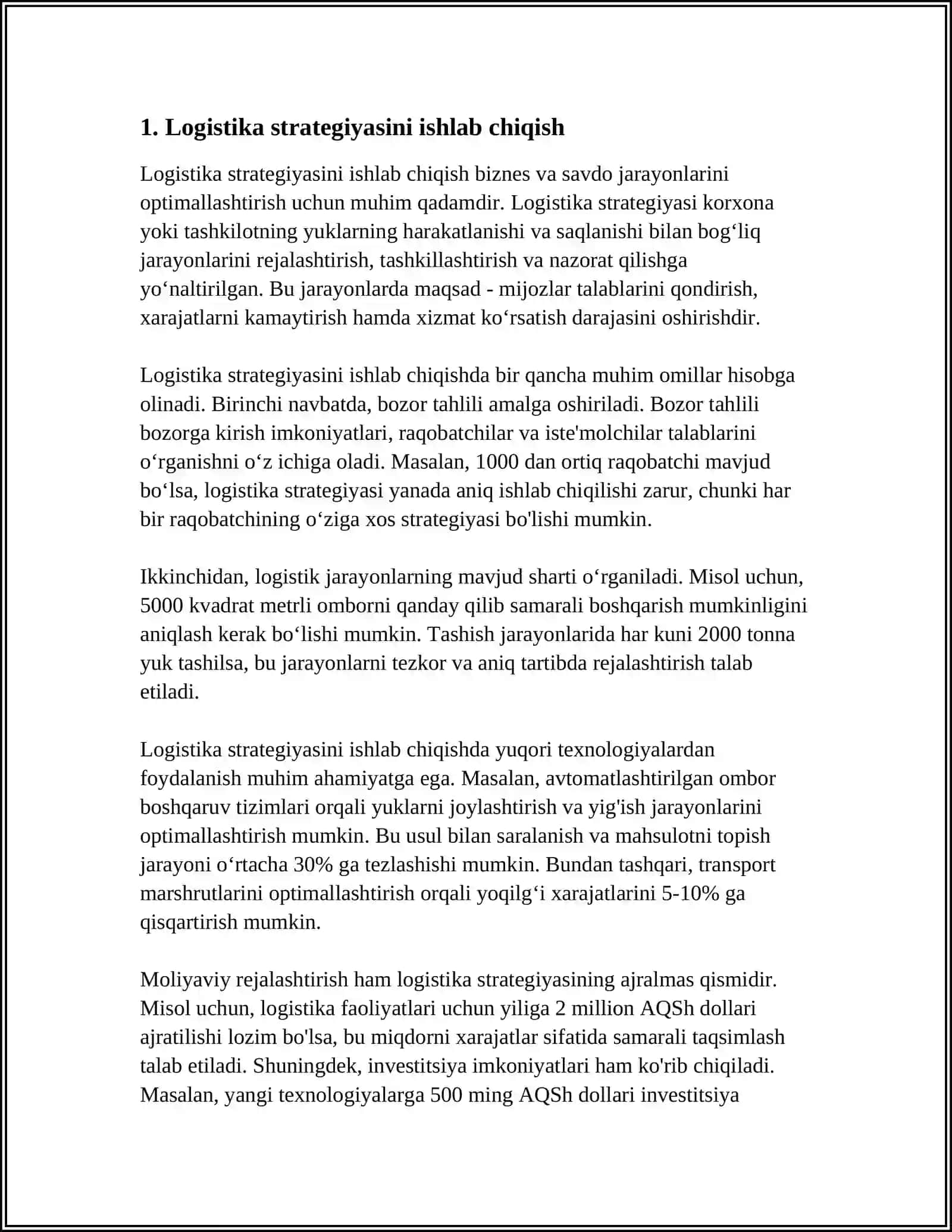 LOGISTIKA BOSHQARUVINING PRINSIPLARI 3
