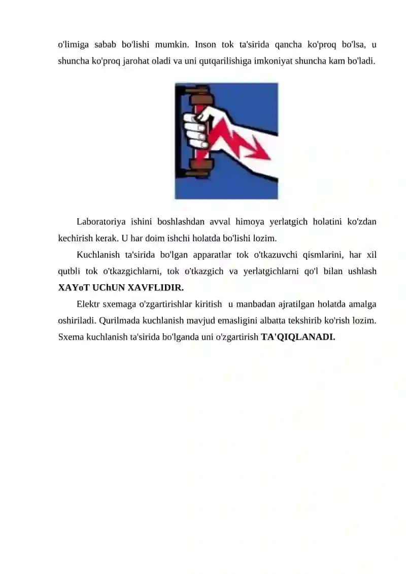Avtomatik boshqaruv nazariyasi fanidan tehnika xavfsizligi qoidasi 3
